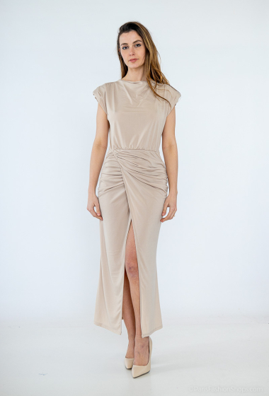 Wholesaler Loriane - Long Dress, Plain, Sleeveless, Round Neck
