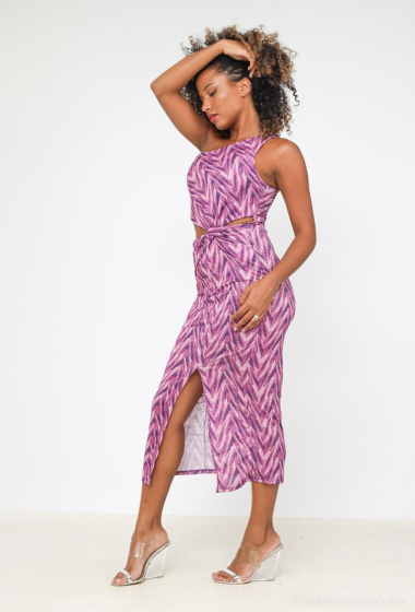 Wholesaler Loriane - long printed dress with sequins