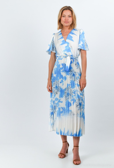 Großhändler Loriane - Langes, plissiertes, bedrucktes Kleid