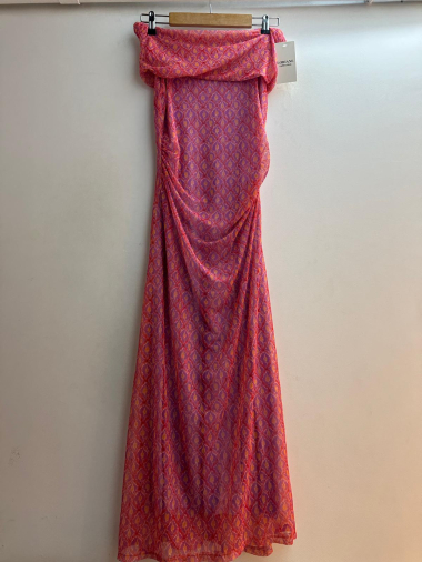Grossiste Loriane - Robe mesh longue imprimé