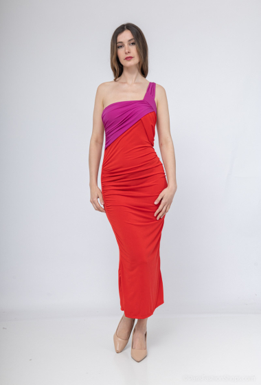 Wholesaler Loriane - Two-tone mid-length dress, sleeveless