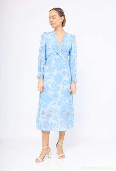 Wholesaler Loriane - Printed Midi Dress, Long Sleeve