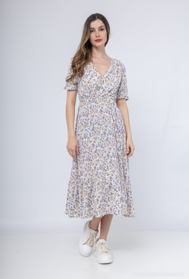 Wholesaler Loriane - Midi dress with flower print and buttons