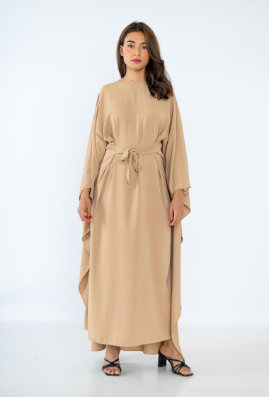 Grossiste Loriane - Robe musulmane longue avec ceinture, uni