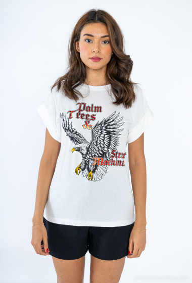 Großhändler Loriane - T-Shirt mit Adler-Print „INDIGO REBELS“