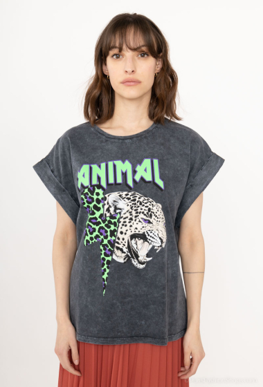 Großhändler Loriane - T-Shirt mit Animal-Print