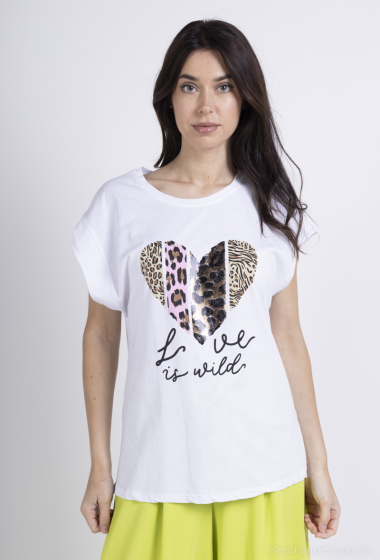Grossiste Loriane - T-shirt imprimé avec "coeur"
