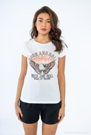 Großhändler Loriane - T-Shirt mit „ROCK AND ROLL“-Aufdruck