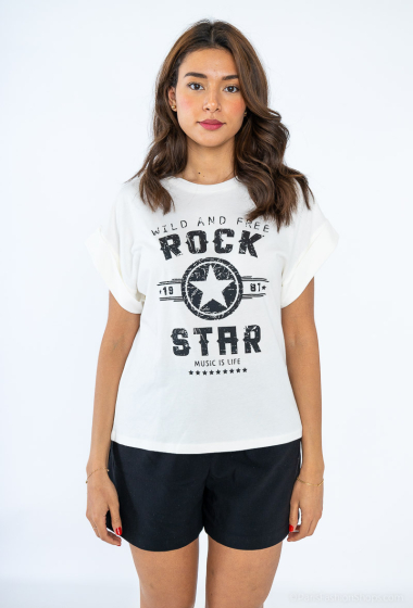 Grossiste Loriane - T-shirt imprimé "Rock Star"