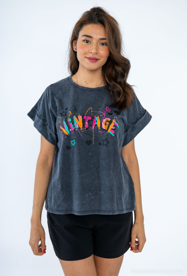 Grossiste Loriane - T-shirt imprimé "VINTAGE"