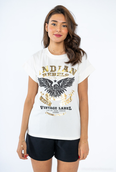 Großhändler Loriane - T-Shirt mit „We just wanna be Rock Star“-Aufdruck