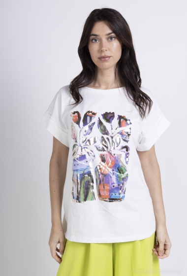 Grossiste Loriane - T-shirt imprimé fleuris