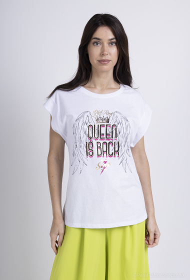 Grossiste Loriane - T-shirt imprimé "Queen is back"