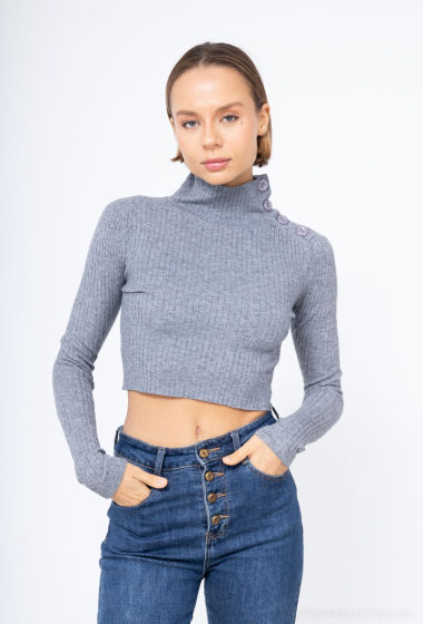 Wholesaler Loriane - Cropped top with high neck and buttons