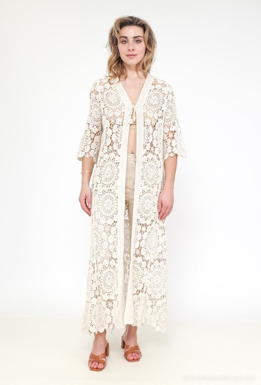 Wholesaler Lovie Look - Long cardigan with lace