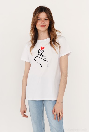 Wholesaler Lovie Look - Embroidered cotton T-shirt