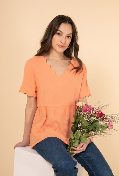 Wholesaler LOVIE & Co - Textured cotton blouse