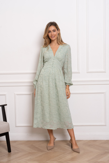 Wholesaler LOVIE & Co - LOVIE - CHRYSAN long textured dress with print
