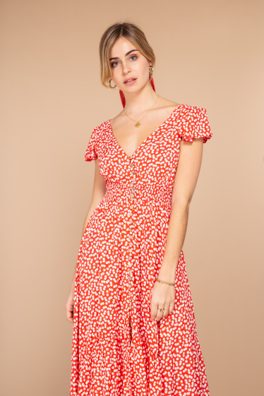 Wholesaler LOVIE & Co - Flower printed buttoned dress
