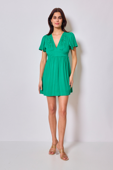 Wholesaler LOVIE & Co - Embroidered dress with short sleeves