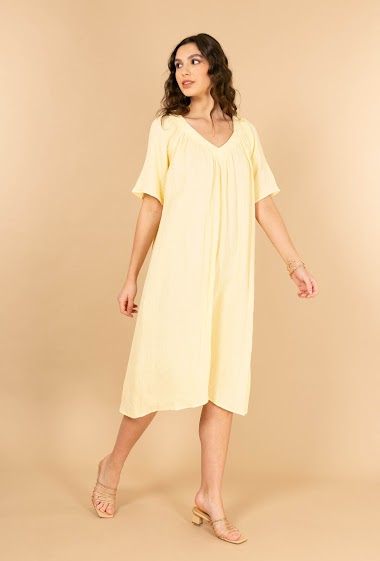 Wholesaler LOVIE & Co - Long plain cotton gauze dress