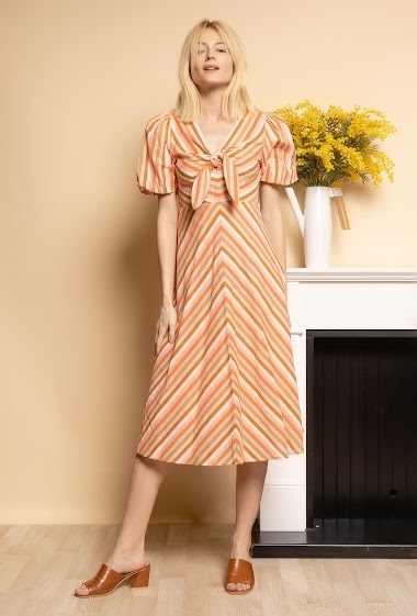 Wholesaler LOVIE & Co - Midi dress with colored stripes