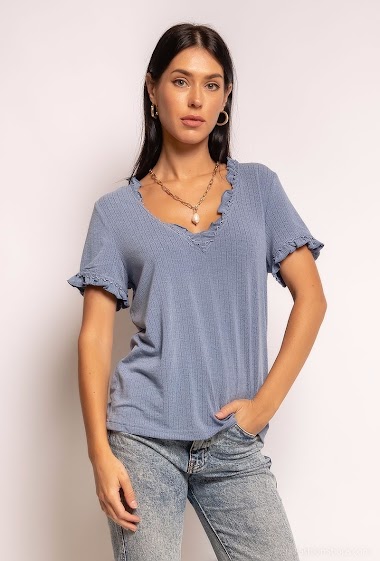 Wholesaler LOVIE & Co - Perforated T-shirt with frills
