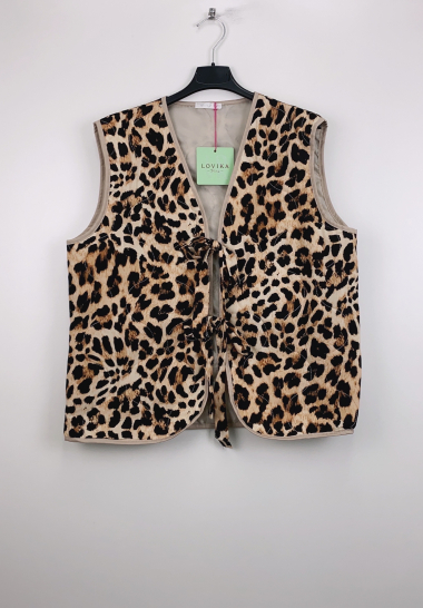 Grossiste LOVIKA - veste matelassée sans manche leopard