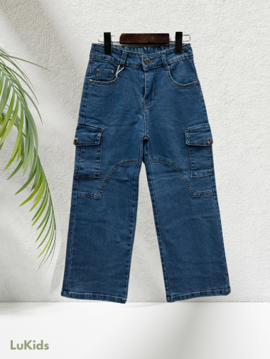 Wholesaler Lu Kids - Cargo girls' jeans with pockets