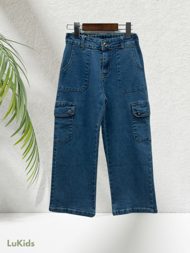 Wholesaler Lu Kids - Girls' Cargo Jeans with Pockets