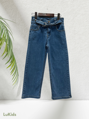 Großhändler Lu Kids - Gerade geschnittene Jeans für Mädchen mit Gürtel