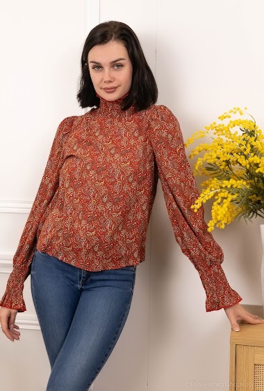 Großhändler LUCCE - Printed blouse with puff sleeves