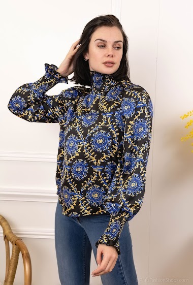 Großhändler LUCCE - Printed blouse with puff sleeves