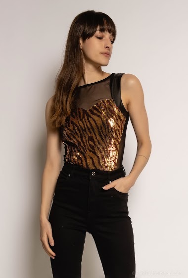Wholesaler LUCCE - Cutout printed bodysuit with sequins