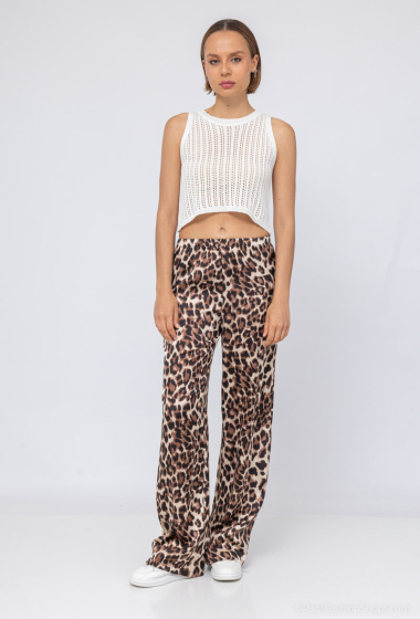 Grossiste LUCCE - Pantalon en satin  imprimé léopard
