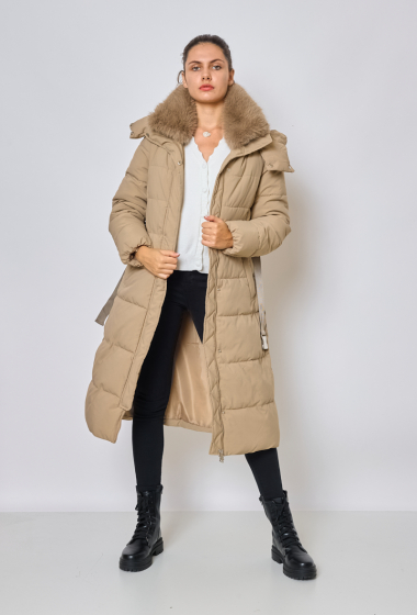 Jewel trim store fur coat