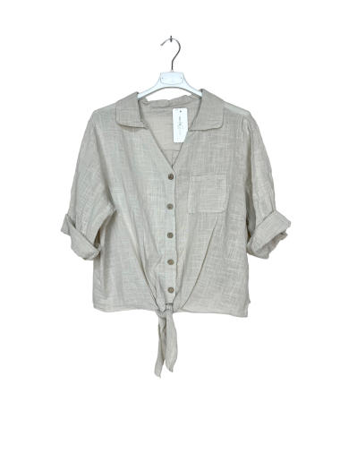 Wholesaler Lucky Nana - Plain cotton shirt, short sleeve with pocket