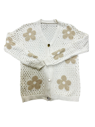 Wholesaler Lucky Nana - Knitted cardigan with flower pattern