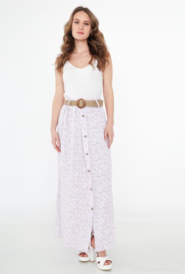 Wholesaler Lucky Nana - Floral print skirt with belt.