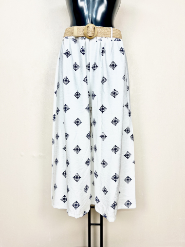 Wholesaler Lucky Nana - Loose 3/4 patterned pants with belt