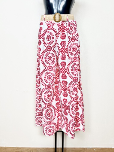 Wholesaler Lucky Nana - Lightweight linen effect patterned pants with belt