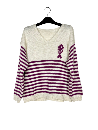 Wholesaler Lucky Nana - Light sweater with stripes and heart