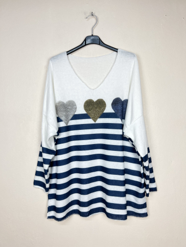 Wholesaler Lucky Nana - Patterned V-neck sweater, long sleeve.