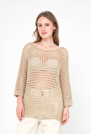 Wholesalers Lucky Nana - Shiny knitted round-neck sweater