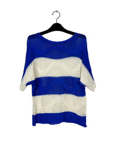Wholesaler Lucky Nana - Striped knit sweater, short sleeve