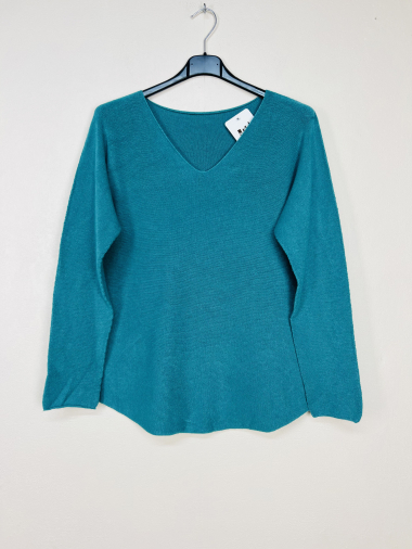 Wholesaler Lucky Nana - Plain V-neck sweater, long sleeve.