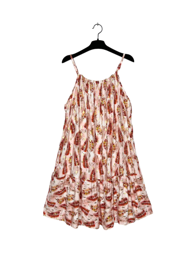 Wholesaler Lucky Nana - Short dress with shiny strap, feather pattern