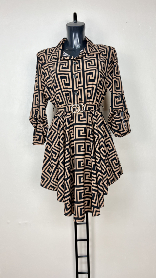 Wholesaler Lucky Nana - Short patterned dress, with belt.