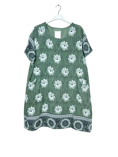 Wholesaler Lucky Nana - Cotton dress with pattern and pocket, large size