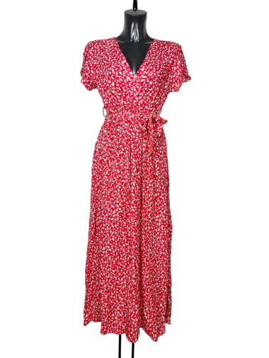 Großhändler Lucky Nana - Glänzendes langes Kleid mit Blumenmuster